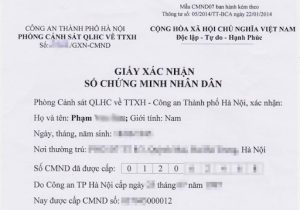 Xác nhận 2 số chứng minh thư là 1