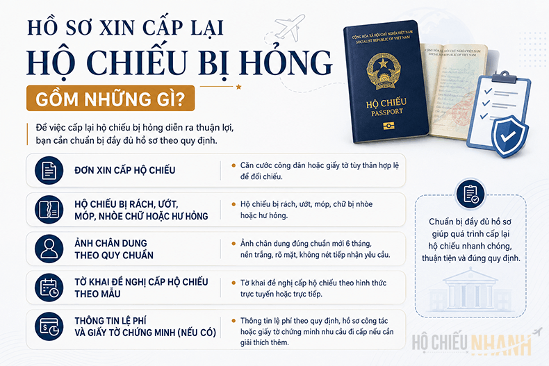 hồ sơ xin cấp lại hộ chiếu bị hỏng