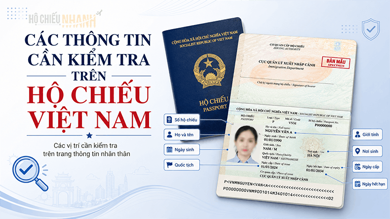 các thông tin cần kiểm tra trên hộ chiếu Việt Nam