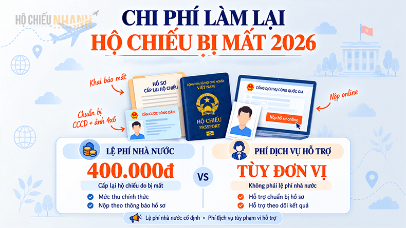 chi phí làm lại hộ chiếu bị mất 2026