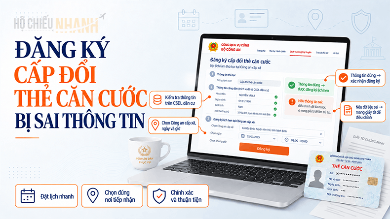 đăng ký cấp đổi thẻ căn cước bị sai thông tin