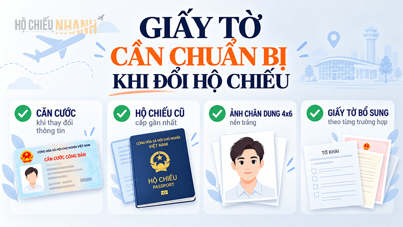 giấy tờ cần chuẩn bị khi đổi hộ chiếu