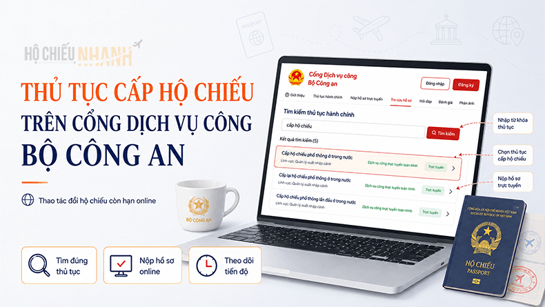 thủ tục đổi hộ chiếu trên cổng dịch vụ bộ công an