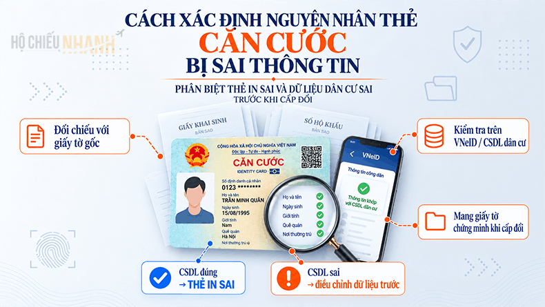 xác định nguyên nhân thẻ căn cước bị sai thông tin