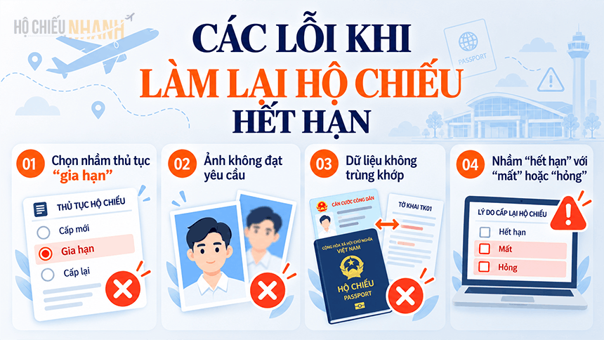 Lỗi thường gặp khi làm lại hộ chiếu