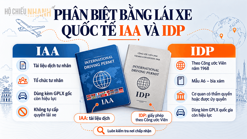 phân biệt bằng lái xe quốc tế IAA và IDP