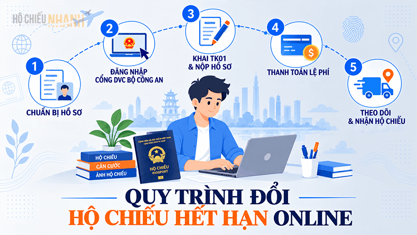 Quy trình đổi hộ chiếu hết hạn online